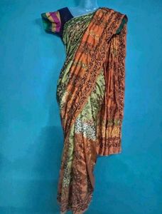 orange pure silk saree