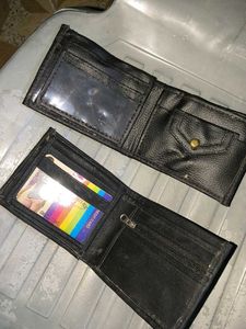 Classic Black Leather Wallets (Set of 2)