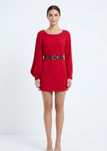Chic Red Long Sleeve Dress