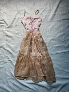 Vintage Lace-Up Tiered Dress