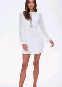 Elegant White Lace Detail Mini Dress