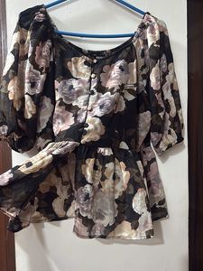 Floral Print Peplum Top