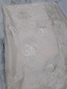 Elegant Off-White Embellished Saree