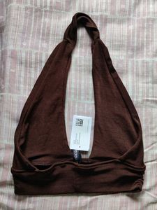 H&amp;M Brown Halter Neck Top