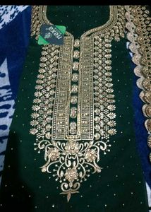 Emerald Green Embroidered dress material