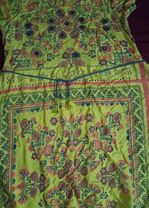 Pure Cotton Long Dress For Women With Waist Tie Up
