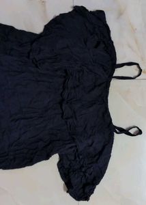 Navy Blue Off-Shoulder Ruffle Dress
