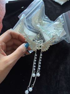 Sparkling Wing Hair Claw Clip with Pearls