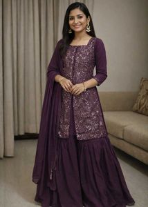 Sparkling Purple Ethnic Kurta Set
