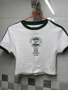 Reebok White Cropped T-Shirt