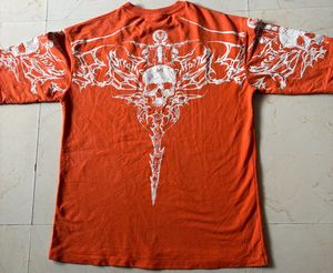 Orange Skull Graphic T-Shirt