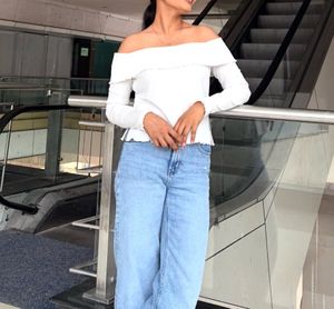 h&amp;m divided off shoulder top