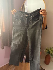 H&amp;M Grey Wash Wide Leg Jeans