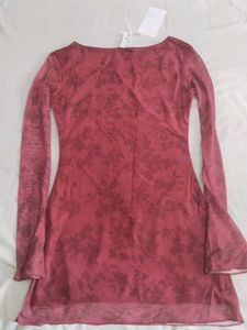 Sheer Floral Long Sleeve Mini Dress