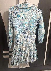 Bohemian Print Shirt Dress with Belt