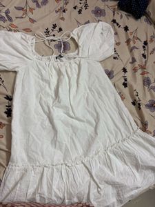 White Boho Eyelet Lace Tunic Top