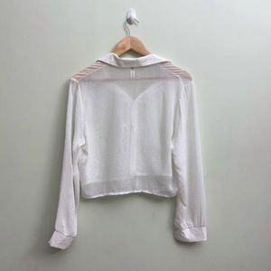 Sheer White Tie-Up Blouse