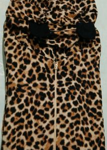 Leopard Print Jacket with Bow Details