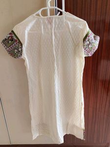 Cream Color Blocked Kurta