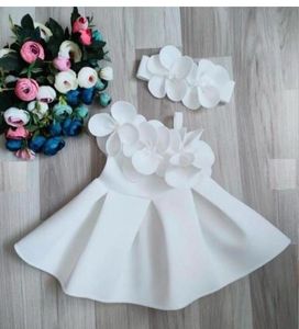 Adorable White Baby Dress with Headband