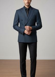 Stylish Blue Checked Blazer