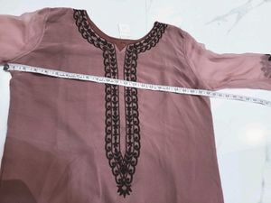 Elegant Mauve Embroidered Kurta Piece 3pc xxl