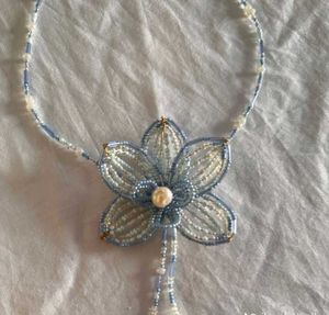 Black Beaded Flower Choker Necklace
