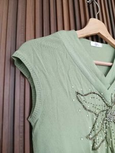Embellished V-Neck Sleeveless Top