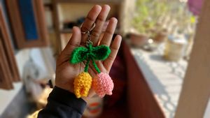 Crochet Tulip Keychain