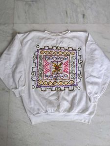 Unique Embroidered White Sweatshirt