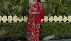 Elegant Red Floral Kurta Set