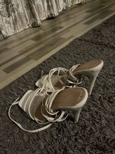 Elegant White Lace-Up Heels