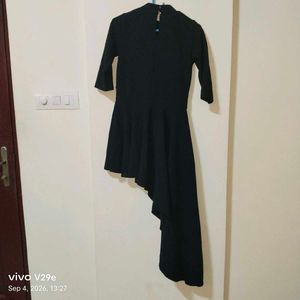 Black Asymmetrical Ruffle Top