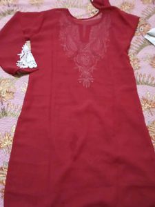 Red kashmiri embroidery kurta