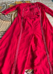 Stunning Pink Embroidered Kurta Set with Jacket