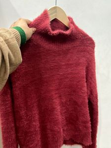 Burgundy Fuzzy Turtleneck Sweater