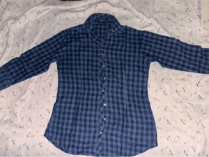 Blue Checkered Button-Up Shirt