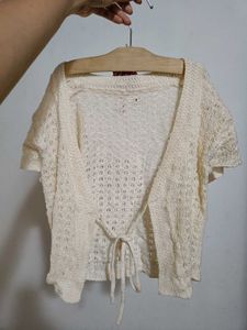 Cream Knit Cropped Shrug