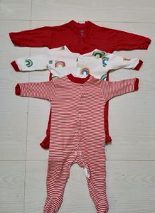 EIO 100% Cotton Rompers/Sleep Suits/Jumpsuit/Night Suits for Baby Boys & Girls, Infants, New Born Pack of 3