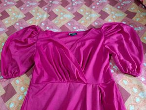 Elegant Puff Sleeve Wrap Dress