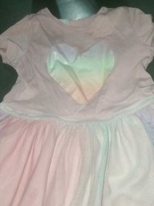 Cute Rainbow Heart Tulle Dress
