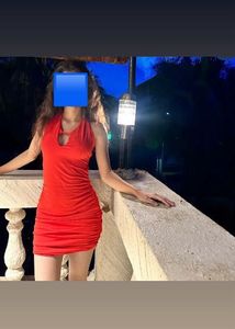 Red Ruched Halter Neck Mini Dress