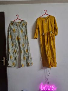 Pure Cotton Yellow Kurta Set