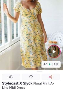 Floral Print A-Line Midi Dress