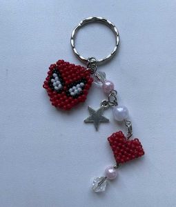 Spiderman Heart Beaded Keychain