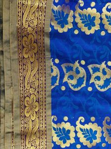 Royal Blue Saree with Gold Border
