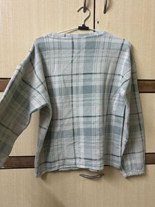 warm Checked Long Sleeve Top