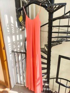 Flowy Coral Spaghetti Strap Maxi Dress