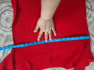 Red Knit Self Design Sweater in 38 bust size