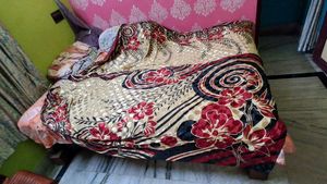 Elegant Golden Floral Print  crepeSaree